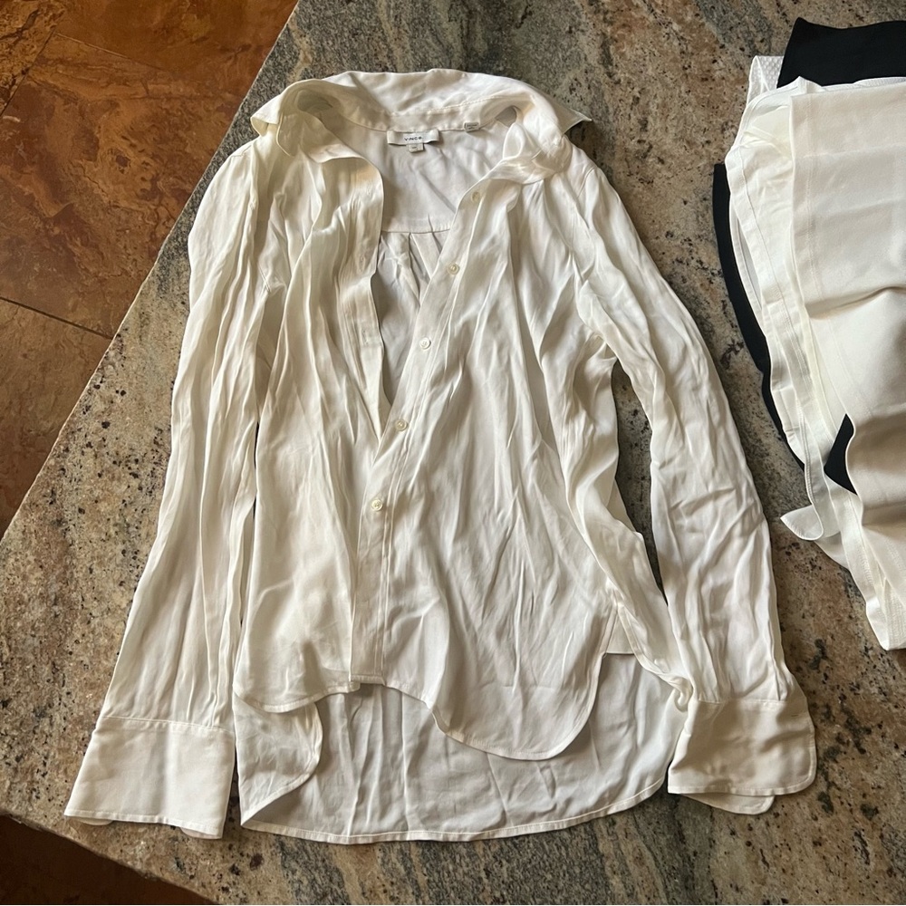 White Vince silk blouse close to $400 new